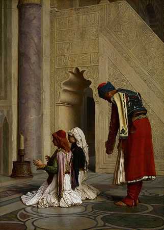 清真寺里的年轻希腊人`Young Greeks in the Mosque (1865) by Jean-Léon Gérôme