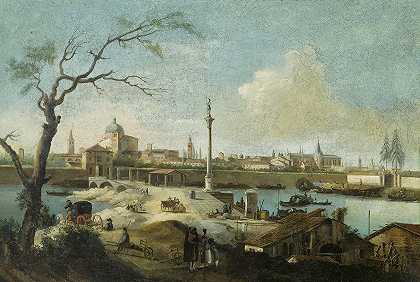 随想曲与帕多瓦的风景`Capriccio mit der Ansicht von Padua by Giuseppe Bernardino Bison