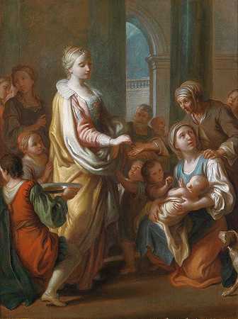 圣伊丽莎白分发施舍`St. Elisabeth Distributes Alms by Pietro Rotari