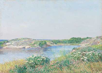小池塘，Appledore`The Little Pond, Appledore (1890) by Childe Hassam