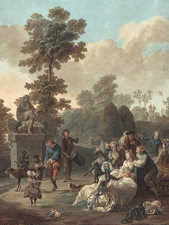 长鼓舞曲`Le Tambourin (c. 1789) by Charles-Melchior Descourtis
