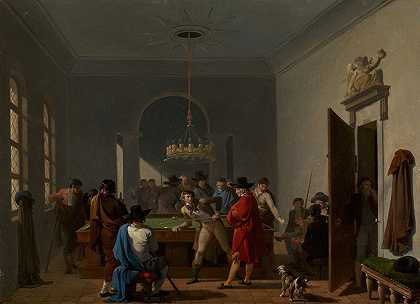 台球室`The Billiard Room (after 1810) by Nicolas-Antoine Taunay