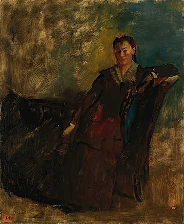 坐在沙发上的女人`Femme assise sur un canapé (1868 72) by Edgar Degas