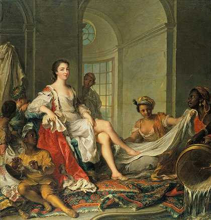 克莱蒙特苏丹小姐`Mademoiselle de Clermont en sultane (1733) by Jean-Marc Nattier