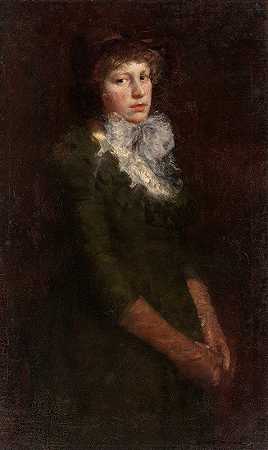 女人的肖像`Portrait of a Woman (1883) by Edward August Bell