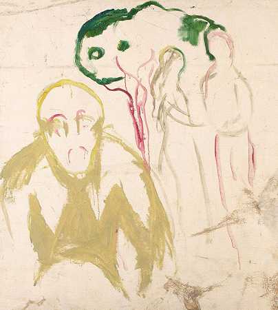 嫉妒主题`Jealousy Motif (1929~30) by Edvard Munch