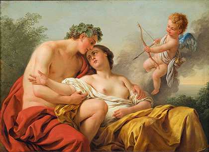 巴克斯和阿里阿德涅`Bacchus and Ariadne (1768) by Louis-Jean-François Lagrenée
