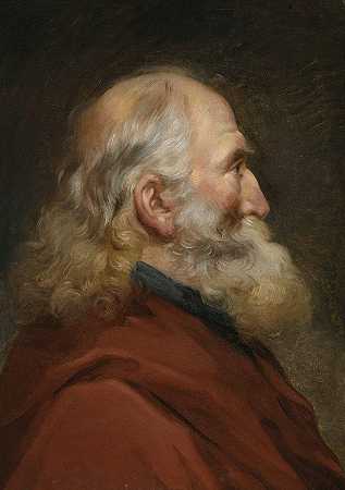 留胡子男人头部的研究`Study of head of a bearded man by Joseph-Marie Vien