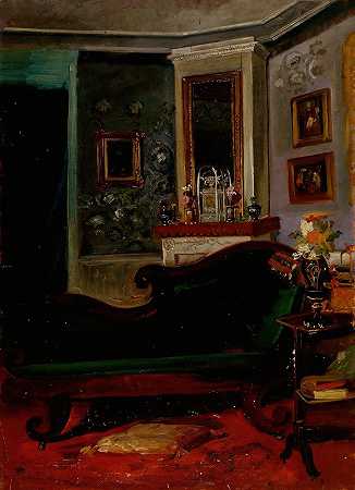绿色沙发`Green Sofa by Robert Wilhelm Ekman