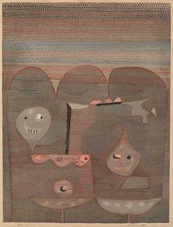 野蛮人的牺牲`Barbarian Sacrifice (1932) by Paul Klee