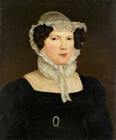 艺术家肖像s的嫂子罗西娜·米维尔·克鲁格`Portrait of the Artists Sister~in~Law, Rosina Miville~Krug (1824) by Jakob Christoph Miville