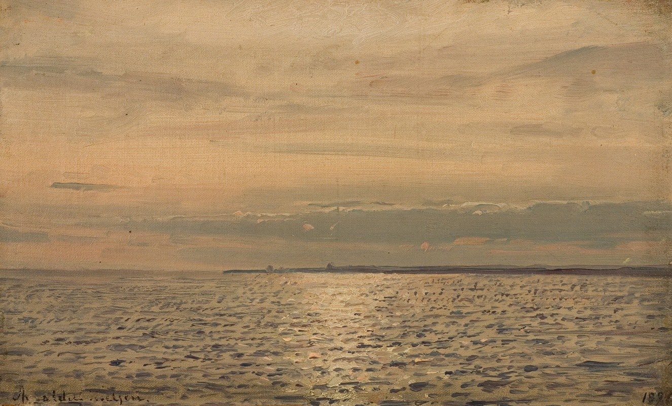 太阳镜，白人`Solspeil, Hvaler (1890) by Amaldus Nielsen