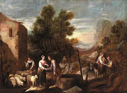 雅各布和瑞秋`Jacob and Rachel (between 1665 and 1700) by Francisco Antolinez y Sarabia