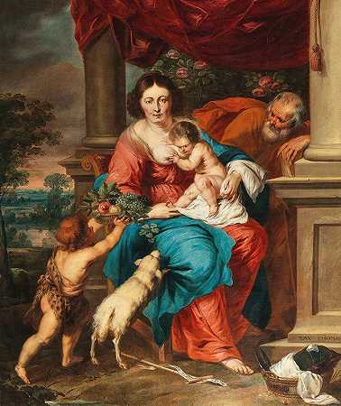 圣洁的家庭和婴儿圣约翰浸礼会`The Holy Family with the Infant Saint John the Baptist by Workshop of Peter Paul Rubens
