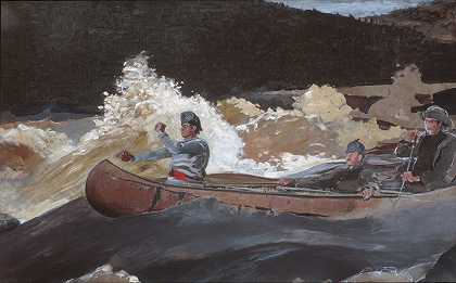 拍摄激流，萨格奈河`Shooting the Rapids, Saguenay River (1905–10) by Winslow Homer