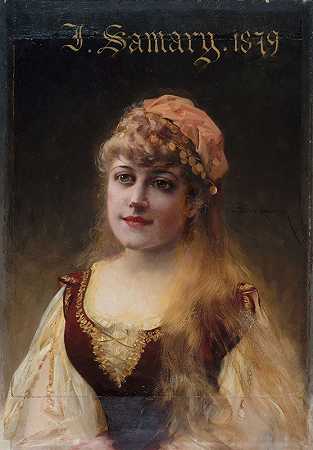 珍妮·萨马里肖像（1857-1890），法国喜剧协会会员`Portrait de Jeanne Samary (1857~1890), sociétaire de la Comédie~Française (1878 ~ 1888) by François Schommer