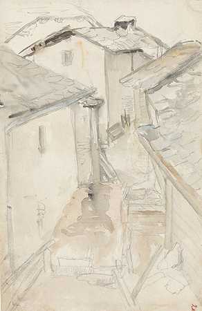 链接到旧房子`Steegje tussen oude huizen (1834 1911) by Jozef Israëls