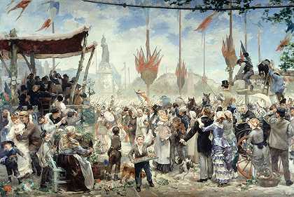 1880年7月14日，共和国纪念碑落成典礼`14 Juillet 1880, inauguration du monument à la République (1882) by Alfred Philippe Roll