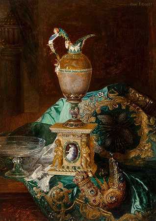 珠宝般的静物画`Jeweled still life by Blaise-Alexandre Desgoffe