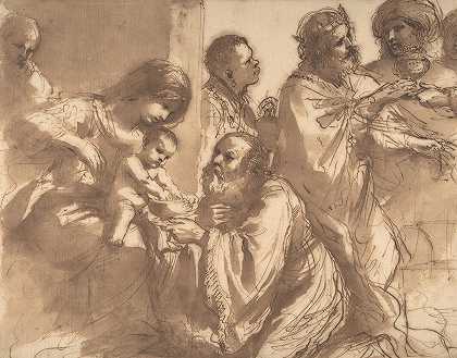 东方三博士的崇拜`The Adoration of the Magi (1625–30) by Guercino