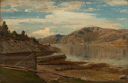 晚上在艾恩斯，女人之王`Aften ved Ænes, Kvinnherred (1865) by Amaldus Nielsen