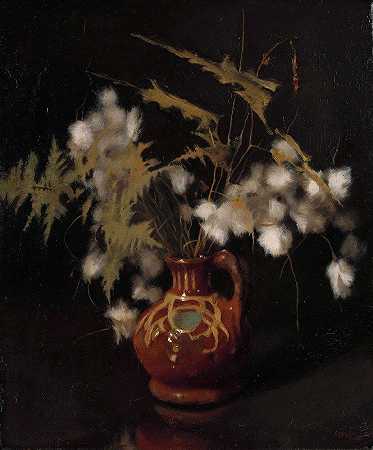 瓶中蓬松的花朵`Fluffy Flowers in a Jug (1885 ~ 1922) by Willem Witsen
