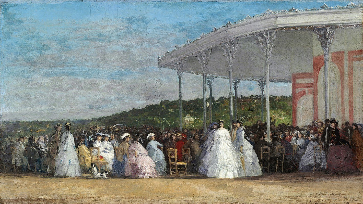 多维尔赌场音乐会`Concert at the Casino of Deauville (1865) by Eugène Boudin