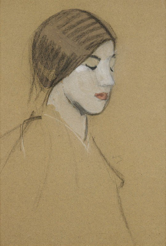 女孩的头`Head Of A Girl (1915) by Helene Schjerfbeck