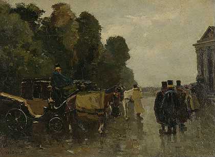 马车和等待的马车夫`Carriages and Waiting Coachmen (c. 1890 ~ c. 1894) by Willem de Zwart