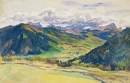 开阔的山谷，白云石`Open Valley, Dolomites