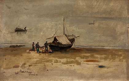 波尔图d&海滩安齐奥`The Beach at Porto dAnzio (1880) by Eilif Peterssen