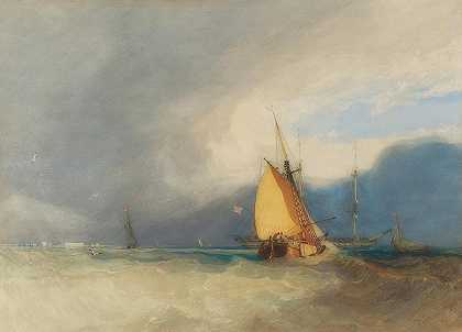 船只驶离海岸，风暴即将来临`Boats Off The Coast, Storm Approaching