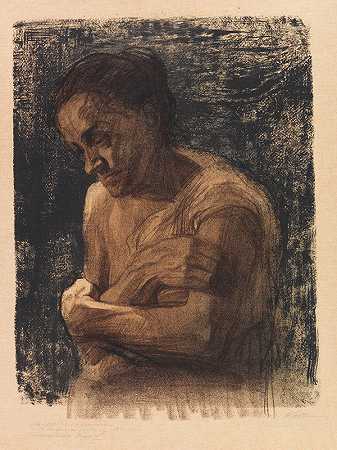 一个双臂交叉的女人的半身像`Halbfigur einer Frau mit verschränkten Armen (1905) by Käthe Kollwitz