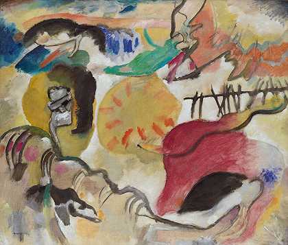 即兴创作27（爱情花园II）`Improvisation 27 (Garden of Love II) (1912) by Wassily Kandinsky
