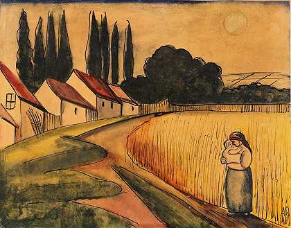 有孩子的农民`Bäuerin mit Kind (1921) by Anita Rée