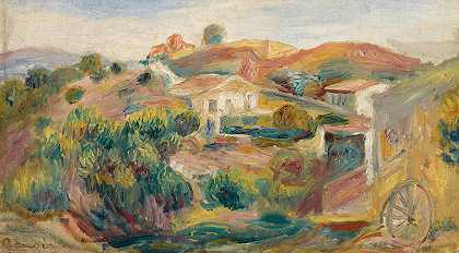 带房屋的景观`Paysage Avec Maisons (circa 1911) by Pierre-Auguste Renoir
