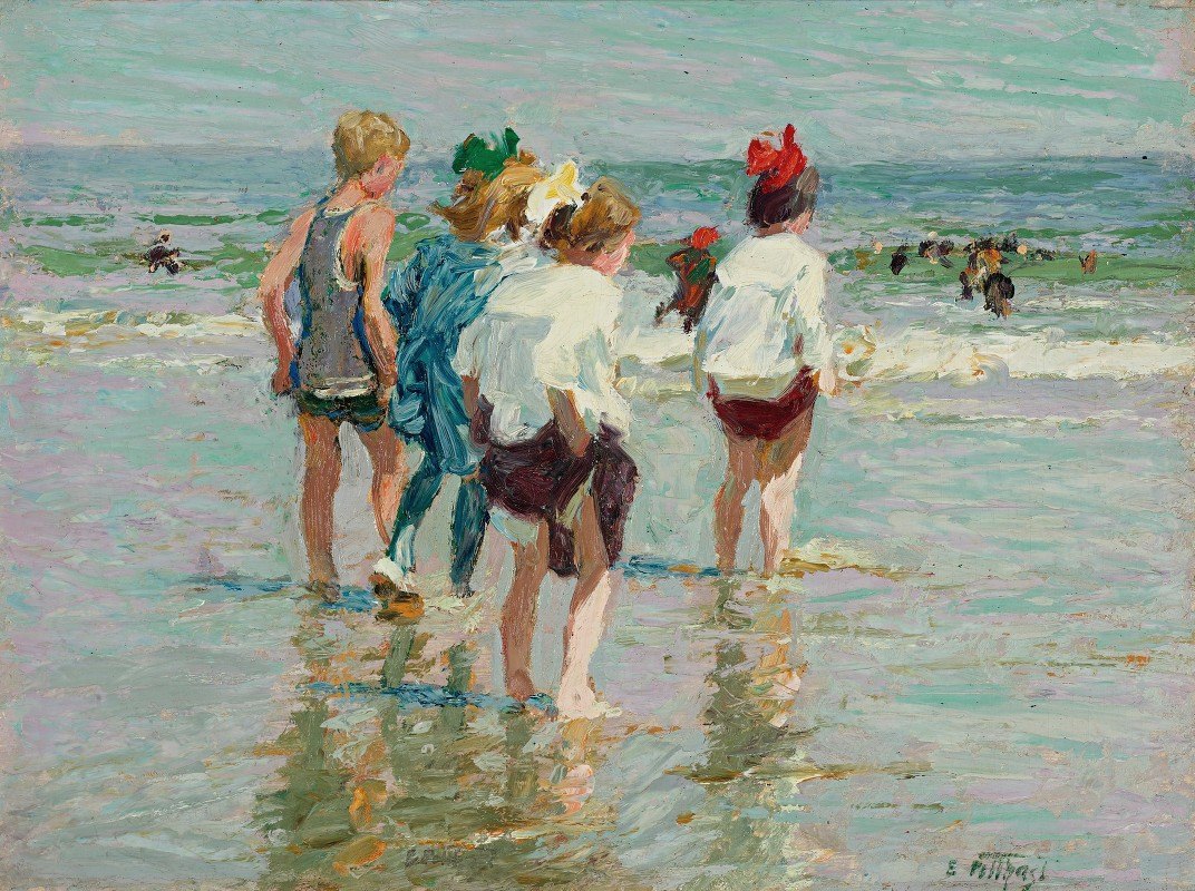 夏日，布莱顿海滩`Summer Day, Brighton Beach by Edward Henry Potthast