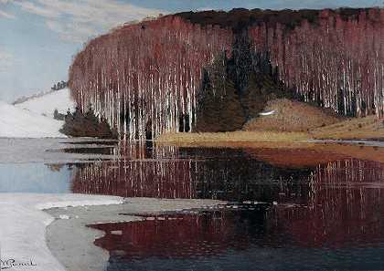 泉水（梅斯托索）`Spring Waters (Maestoso) (1910) by Vilhelms Purvītis