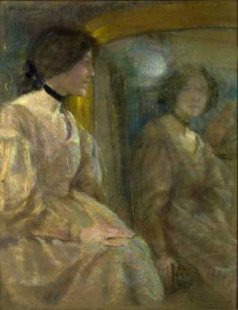 镜面反射`Mirror Reflection (1911) by Alice Pike Barney