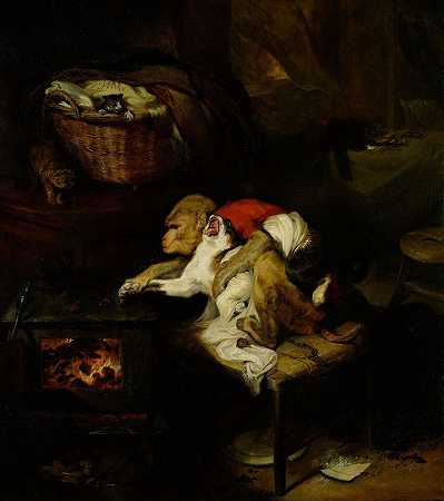 猫爪子`The Cats Paw (c. 1824) by Sir Edwin Henry Landseer