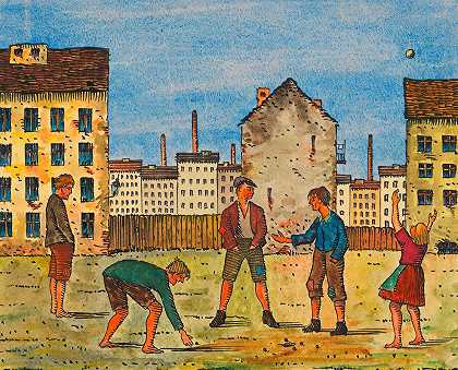 孩子们玩耍`Spielende Kinder (ca. 1926) by Karl Wiener