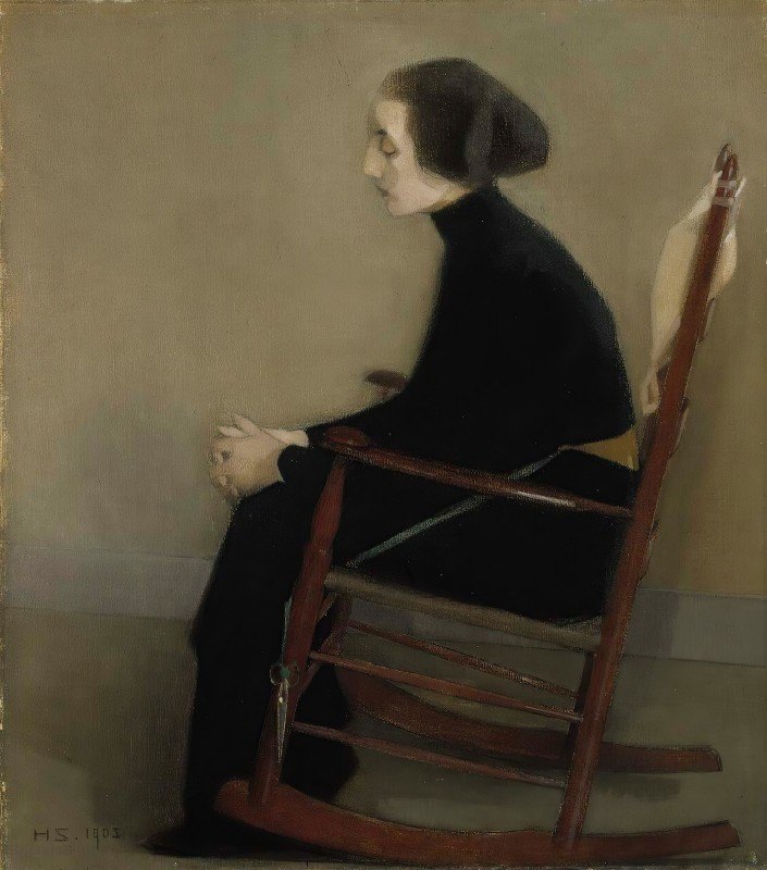 女裁缝（职业女性）`The Seamstress (The Working Woman) (1905) by Helene Schjerfbeck
