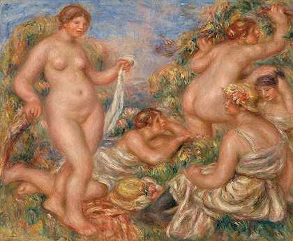作文，五个浴缸（作文，五个浴缸）`Composition, Five Bathers (Composition, cinq baigneuses) (c. 1917 1918) by Pierre-Auguste Renoir