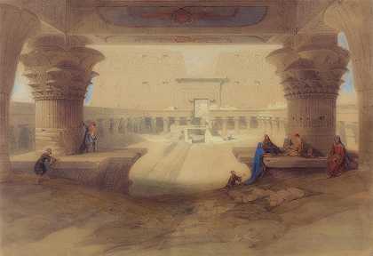在上埃及埃杜神庙的门廊下`From Under The Portico Of The Temple Of Edu, Upper Egypt