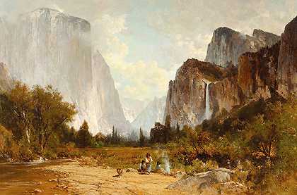 约塞米蒂山谷`Yosemite Valley ( 1880) by Thomas Hill