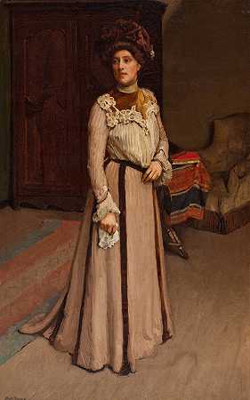 美国克利夫兰的一位女士。`A Lady of Cleveland, U.S.A. (1902) by Hugh Ramsay