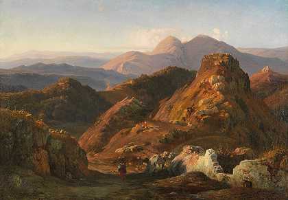 阿尔巴尼亚山区的夜晚气氛`Abendstimmung in den Albaner Bergen (1850) by Louis Gurlitt