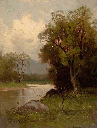 河流s边`Rivers Edge by Charles Henry Eaton