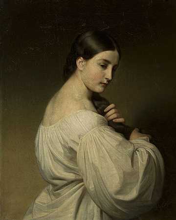 一位年轻女子的肖像`Portrait of a young woman by Friedrich von Amerling