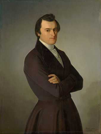 M.M.Hodža的肖像`Portrait of M. M. Hodža (1846) by Jozef Božetech Klemens
